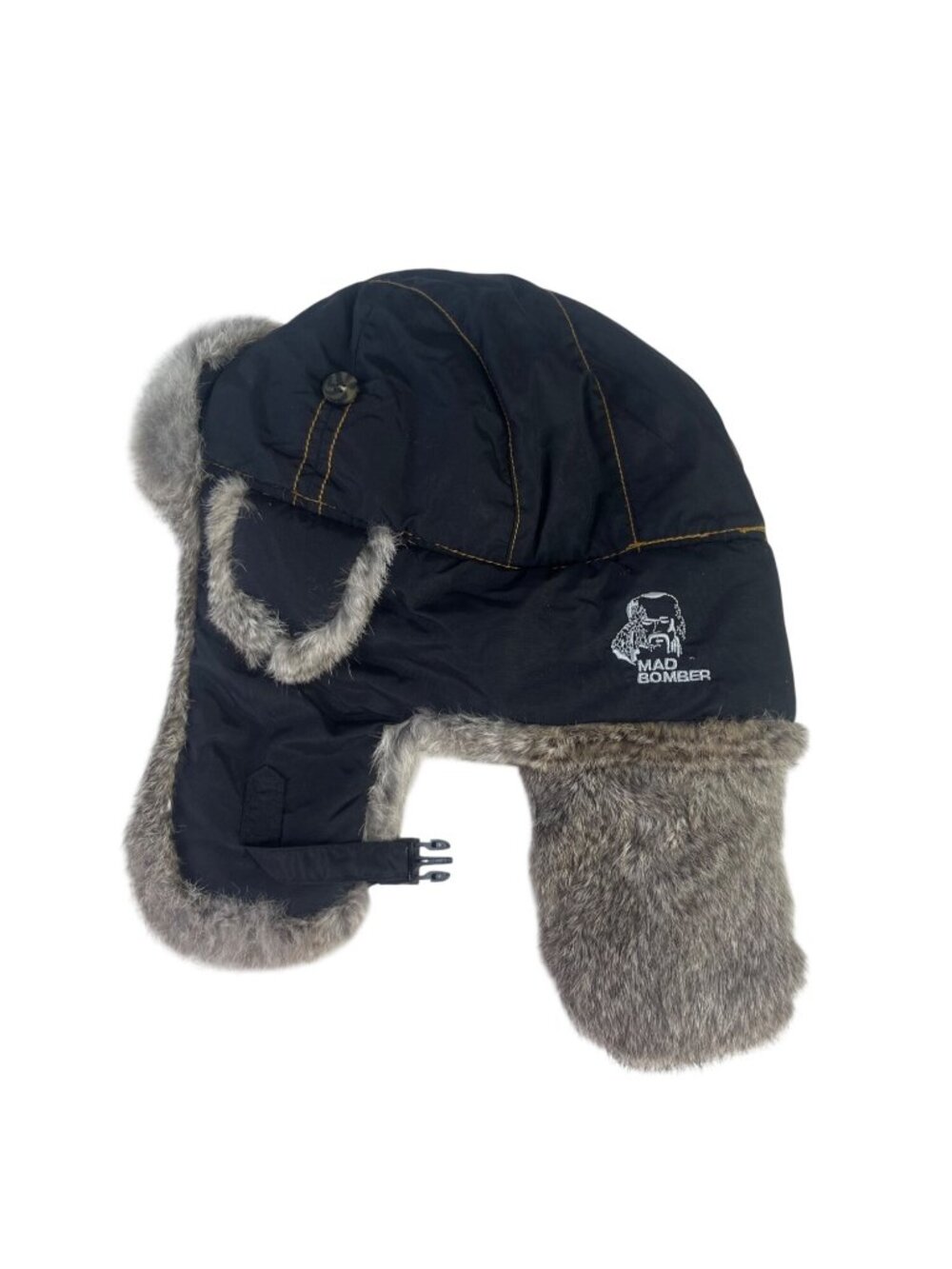 Mad Bomber Rabbit Fur Winter Trapper Hat XL Black Gray - Picture 8 of 8